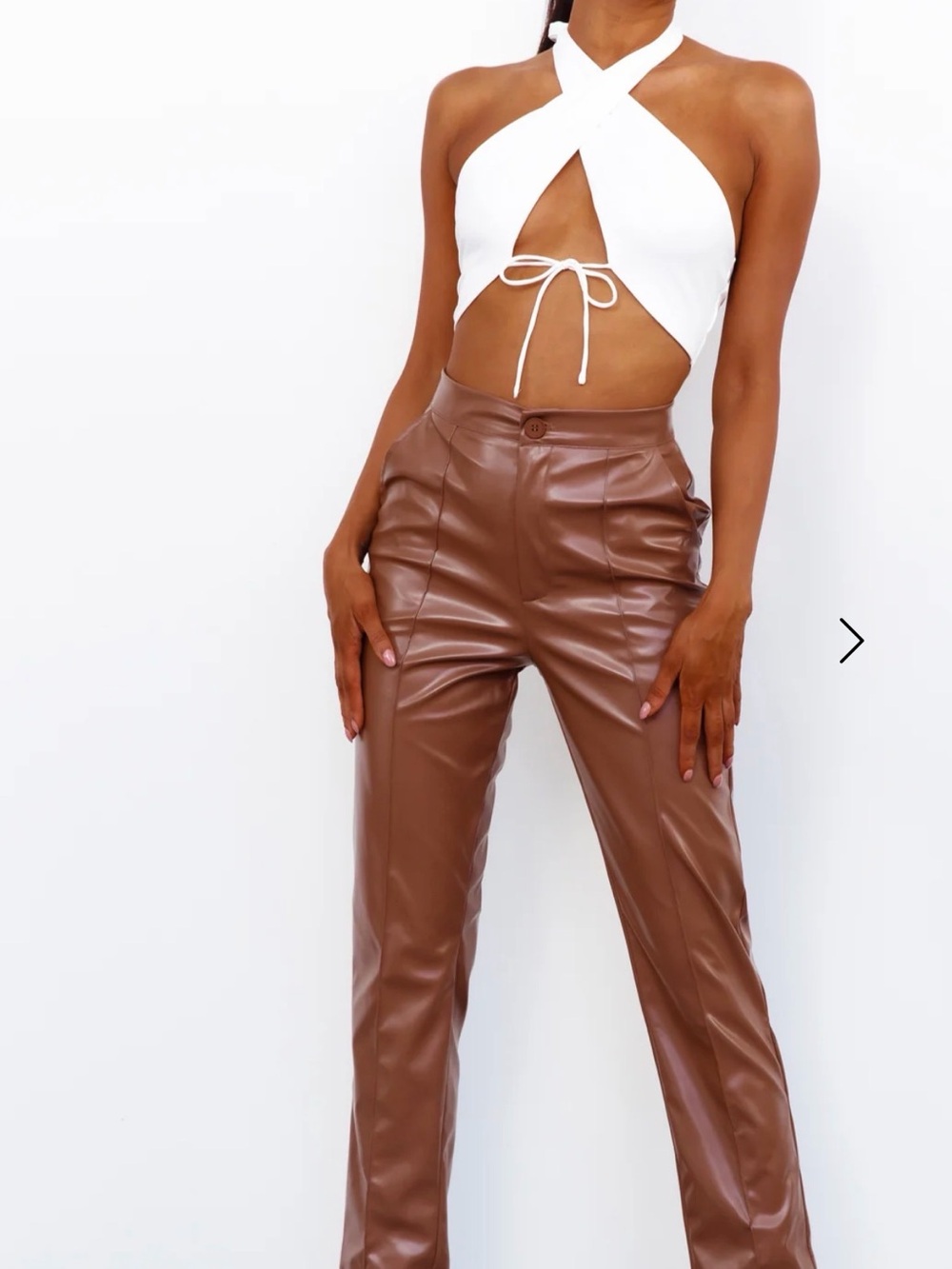 Hello Molly White Crisscross Tie Crop Top